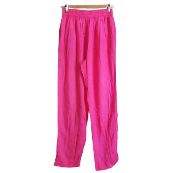 VINTAGE Y2K Bubble Pink Satin Light Silky High-rise Tapered Trouser Pants Small - Picture 2 of 14